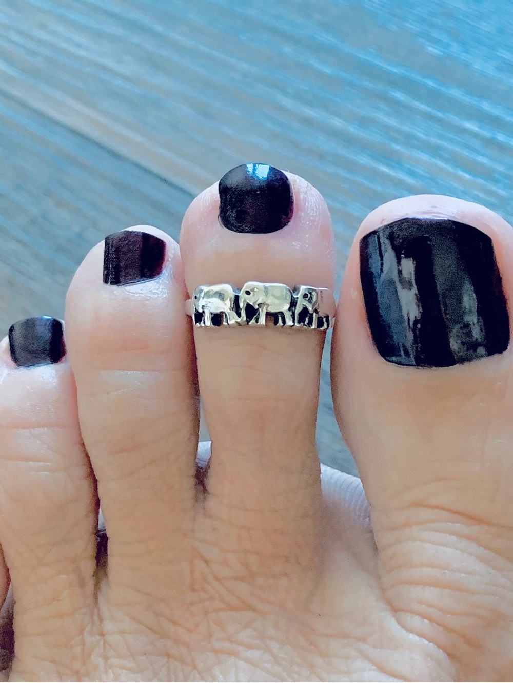 Sterling Silver Marching Elephants Toe Ring, Dainty Spirit Animal Silver Rings